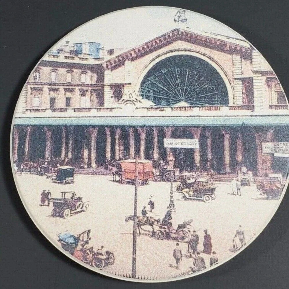 Set of 4 Paris Coasters, Heavyweight Vintage Parisian Scenes, 4 inches Wide